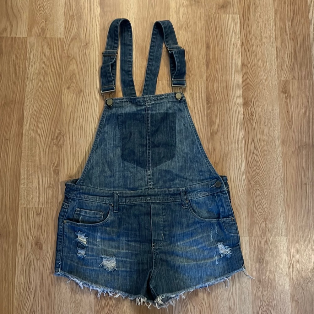Denim overall shorts